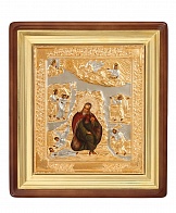 Икона живописная в киоте 24х30 масло объемная риза №272 золочение золоченый подрамник Илья Пророк