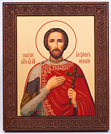 Икона на дереве 18х22 прокат, ковчег с резным обрамлением, упаковка Александр Невский 1 Икона на дереве 18х22 прокат, ковчег с резным обрамлением, упаковка Александр Невский 1