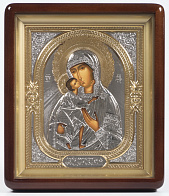 Икона Пресвятой Богородицы ФЕОДОРОВСКАЯ (КИОТ, РИЗА, НИКЕЛЬ, ЗОЛОЧЕНИЕ)