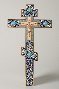 Крест напрестольный №3 финифть, филигрань, эмаль, хим.гравировка / золочение Крест напрестольный №3 финифть, филигрань, эмаль, хим.гравировка / золочение