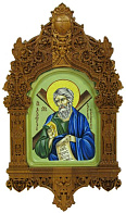 Рукописная икона ''Святой апостол Андрей Первозванный'' на кипарисе