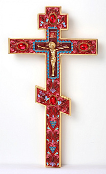 Крест напрестольный №2-14 гальванопластика золочение эмаль камни Крест напрестольный №2-14 гальванопластика золочение эмаль камни