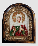 Икона св. Анна Пророчица бисерная в деревянной раме