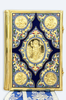 Евангелие 360*240 напрестольное накладки золочение эмаль (с закладкой) Евангелие 360*240 напрестольное накладки золочение эмаль (с закладкой)