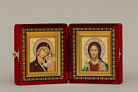 Икона Складень Венчальная Пара (10 x 11 см), Казанская БМ со Спасителем
