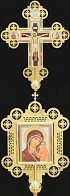 Крест-икона запрестольная двухсторонняя гравировка част. золочение