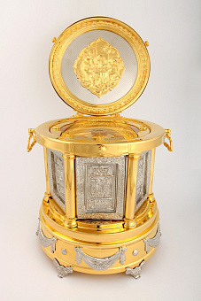 Ковчег для частиц святых мощей круглый №3 золочение Ковчег для частиц святых мощей круглый №3 золочение