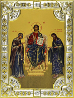 Икона освященная Деисус, Спас на престоле, Богородица, Иоанн Предтеча