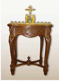 Панихидный стол № 14 резной декор латунная крышка на 70 св.