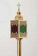 Фонарь пасхальный 4-х гранный под свечу золочение на древке Фонарь пасхальный 4-х гранный под свечу золочение на древке