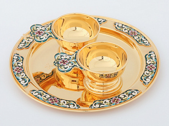 Набор / 2 ковша + 1 блюдо / золочение Набор / 2 ковша + 1 блюдо / золочение