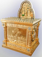 Стол панихидный 120 свечей каменная накладка камни золочение Стол панихидный 120 свечей каменная накладка камни золочение