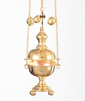 Кадило круглое большое золочение с позвонцами Кадило круглое большое золочение с позвонцами