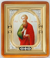 Икона в киоте 18х24 фигурный, фото, риза-рамка частично золочёная Илия Пророк