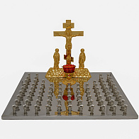 Крышка панихидного стола 80 свечей нержавеющая сталь частичное золочение Крышка панихидного стола 80 свечей нержавеющая сталь частичное золочение