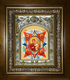 Икона освященная Божия Матерь Неопалимая Купина в деревянном киоте