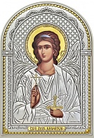 Икона Ангел-Хранитель из белого дерева с серебрением