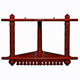 Полка для икон 2-х ярусная угловая высокая из дерева резная