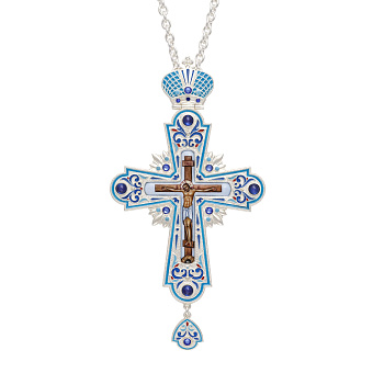 Крест наперсный №214 деколь, эмаль / серебрение Крест наперсный №214 деколь, эмаль / серебрение