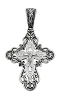 Серебряный крест православный с чернением нательный