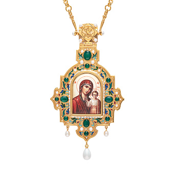 Панагия №1415 / Фианиты деколь, эмаль / золочение Панагия №1415 / Фианиты деколь, эмаль / золочение