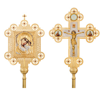 Крест-икона №3 гальванопл. ризы литое распятие гравировка золочение Крест-икона №3 гальванопл. ризы литое распятие гравировка золочение