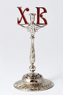 Подсвечник ХВ пасхальный с эмалью никель №3 Подсвечник ХВ пасхальный с эмалью никель №3