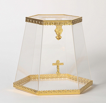 Кружка для пожертвований из оргстекла №3 золочение Кружка для пожертвований из оргстекла №3 золочение