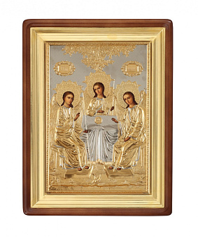 Икона живописная в киоте 50х70 масло, риза №85, киот №1 Троица Икона живописная в киоте 50х70 масло, риза №85, киот №1 Троица