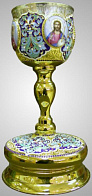 Потир 1, 0л 4-финифти, филигрань, эмаль / поддон старого образца / золочение / серебряный стакан (УИН) Потир 1, 0л 4-финифти, филигрань, эмаль / поддон старого образца / золочение / серебряный стакан (УИН)