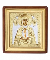 Икона живописная в киоте 65х70 масло, объемная риза №131 золочение, золоченый подрамник Албазинская БМ