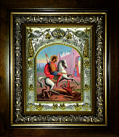Икона Чудо Георгия о змие, в деревяном киоте