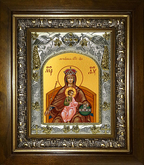 Икона освященная Державная Божией Матери в деревянном киоте