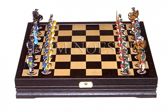 Шахматы исторические, с фигурами из олова покрашенными в полу-коллекционном качестве, 37х37 см (темно-коричневый)