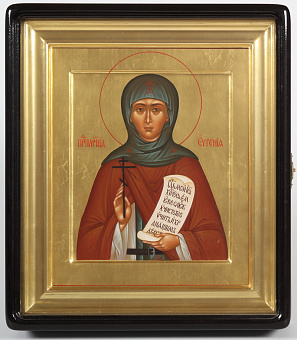 Икона живописная в киоте 24х30 масло, золоченый фон, киот №1 Евгения Икона живописная в киоте 24х30 масло, золоченый фон, киот №1 Евгения