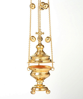 Кадило круглое чеканное золочение с позвонцами Кадило круглое чеканное золочение с позвонцами