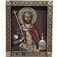 Икона Святой князь Владислав Сербский, резная из дерева