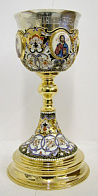 Потир 1.5л 4-финифти, филигрань, эмаль, роспись / золочение / серебряный стакан (УИН) Потир 1.5л 4-финифти, филигрань, эмаль, роспись / золочение / серебряный стакан (УИН)
