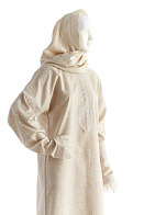 Погребальный комплект Премиум №8: платье, цвет: лен, палантин, цвет белый или бежевый и платок в руку. Ткань: смесовый лён