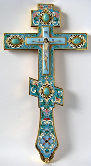 Крест напрестольный филигрань,эмаль,финифть /золочение/ Крест напрестольный филигрань,эмаль,финифть /золочение/