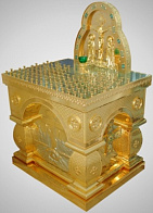 Стол панихидный 120 свечей каменная накладка басма частичное золочение Стол панихидный 120 свечей каменная накладка басма частичное золочение