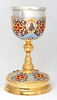 Потир 3.0л 4-финифти, филигрань, эмаль, литье №5 / золочение / серебряный стакан (УИН) Потир 3.0л 4-финифти, филигрань, эмаль, литье №5 / золочение / серебряный стакан (УИН)