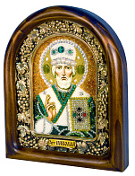 Икона Святой ''Николай Чудотворец'' с натуральными камнями