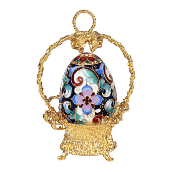 Яйцо пасхальное филигрань, эмаль в корзинке / золочение Яйцо пасхальное филигрань, эмаль в корзинке / золочение