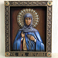 Икона Преподобная Ангелина Сербская, резная из дерева