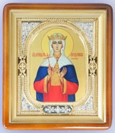 Икона ЛЮДМИЛА Чешская, Княгиня, Мученица (КИОТ, РИЗА, ЗОЛОЧЕНИЕ)