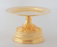 Дискос с поддискосником / ф240мм-потир 1, 0л / гальванопластика, ручная гравировка / золочение Дискос с поддискосником / ф240мм-потир 1, 0л / гальванопластика, ручная гравировка / золочение