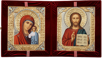 Складни живописные в футляре 24х30 темпера, ризы №1, №24 (бархат) Складни живописные в футляре 24х30 темпера, ризы №1, №24 (бархат)