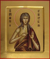 Икона ''Мария Египетская '', липовая доска, дубовые шпонки, левкас, сусальное золото, темпера, подарочная упаковка