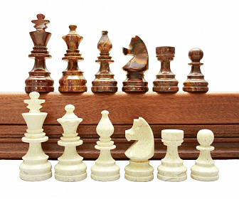 Шахматы каменные Американские, бархат, оникс, мрамор, 43*43см (высота короля 3,50")